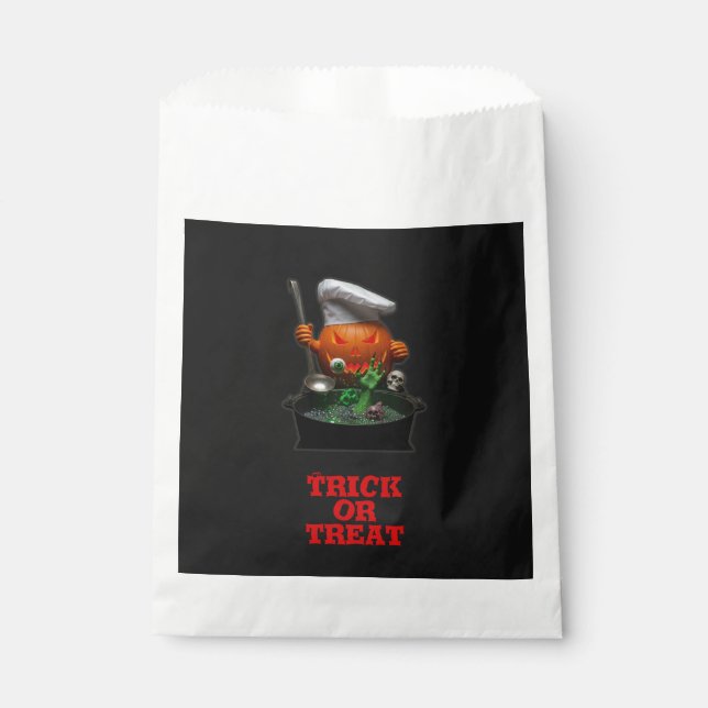 Chef Pumpkin Cauldron Trick or Treat Halloween Geschenktütchen (Vorderseite)