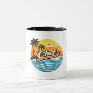Chef Retro Sonnenuntergang Design Tasse