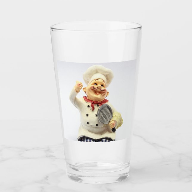 Chef riant avec flûte en verre (Devant)