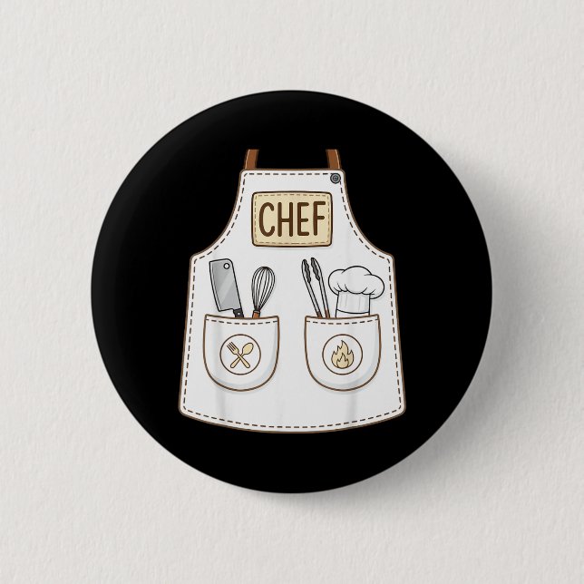Chef-Schürze Lustig Niedlich Kulinarisch Kochen Ko Button (Vorderseite)
