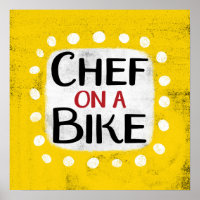 Chef Sur Un Vélo Poster Wall Art