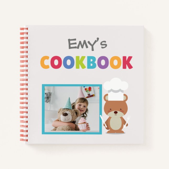 Chef Teddy Bear Livre de recettes personnalisé pou (Devant)