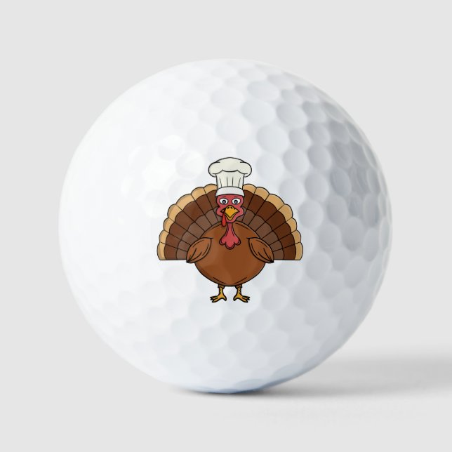 Chef Truthahn Cartoon Erntedankfest Golfball (Vorderseite)