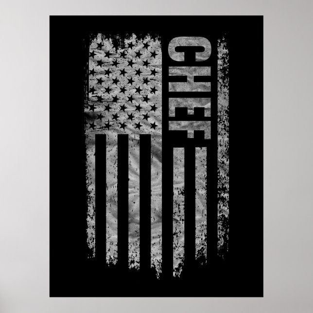 Chef USA Flag abgenutztes Design Poster (Vorne)
