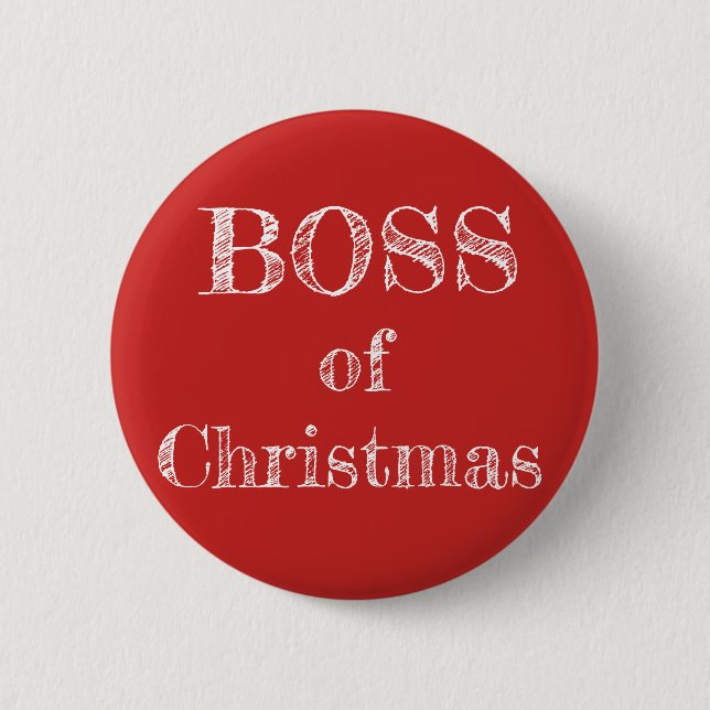 Chef von Weihnachtsrotem rustikalem humorvollem Button (Vorderseite)