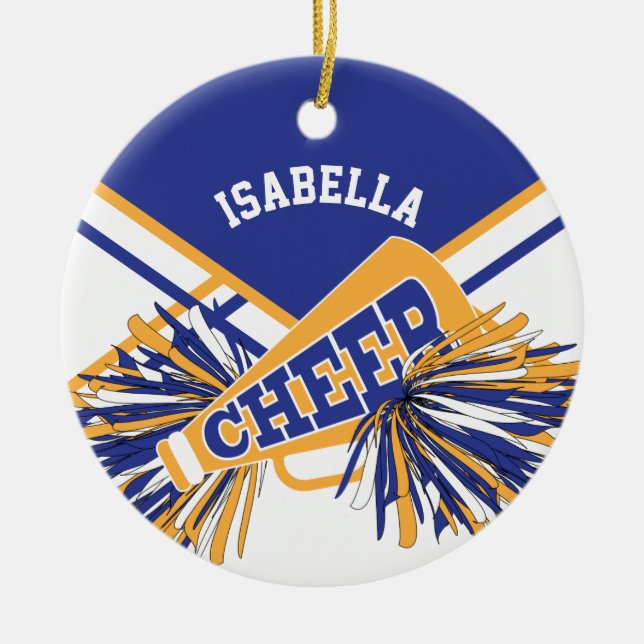 Chef 📣 💖 - Weiß, Blau und Gold Keramik Ornament (Vorne)