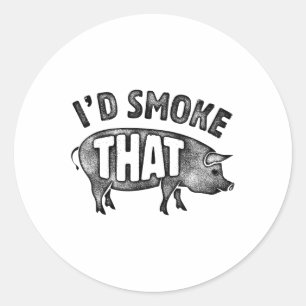Chef würde dieses Schweinefleisch-BBQ-Barbecue Män Runder Aufkleber