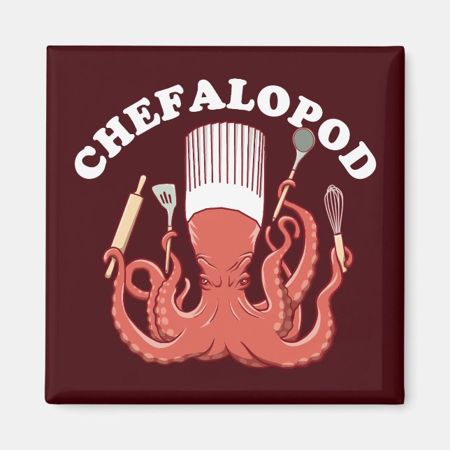 Chefalopod | Octopus Koch Funny Pun Magnet (Vorne)