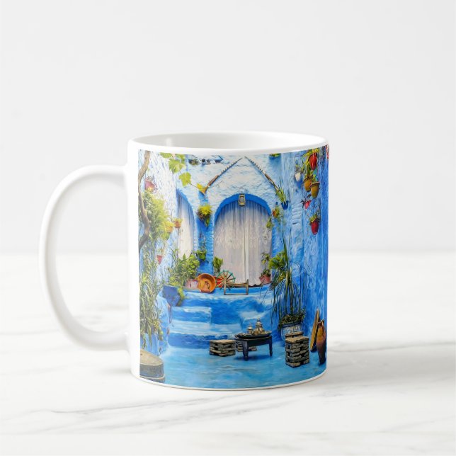 Chefchaouen Blue City Marokko Malerei Bohemisch Kaffeetasse (Links)