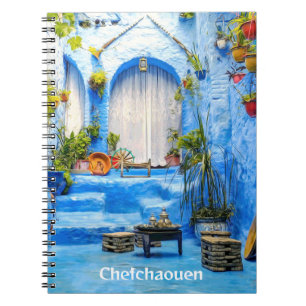 Chefchaouen Blue City Marokko Ölgemälde Boho Notizblock