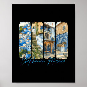 Chefchaouen Marokko Reise Reise Pinselstrich Souve Poster