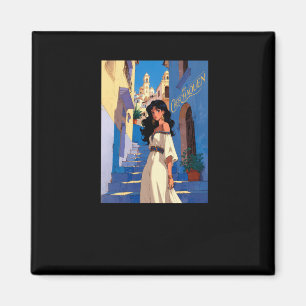 Chefchaouen Schönheit – Anime-Ästhetik Blaue Stadt Magnet