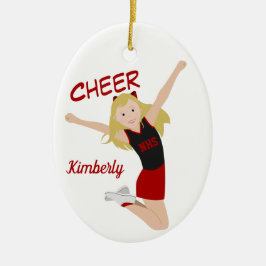 Chefin Blonde Black & Red Keramik Ornament
