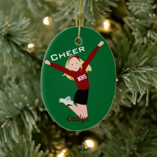 Chefin Blonde Red & Black Keramik Ornament