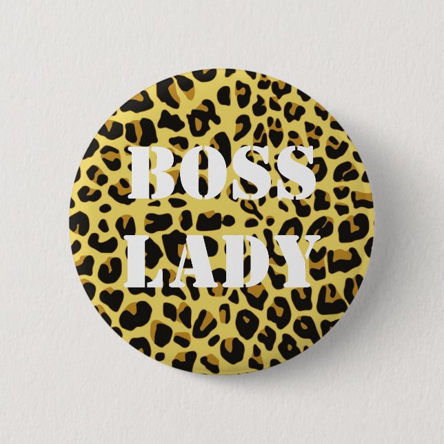 Chefin Leopardendruck Knopf Button (Vorderseite)