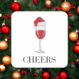Chefin Weihnachtsmannmütze Wine Holiday Party Rechteckiger Pappuntersetzer