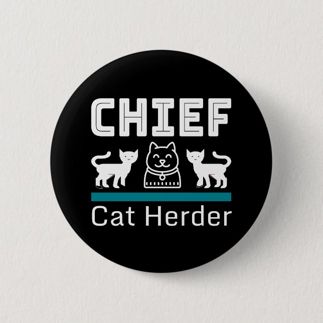Chefkatze Herder Funny Button (Vorderseite)
