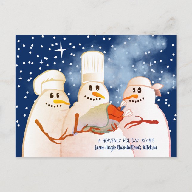 Chefs de bonhomme de neige faisant cuire la carte (Devant)