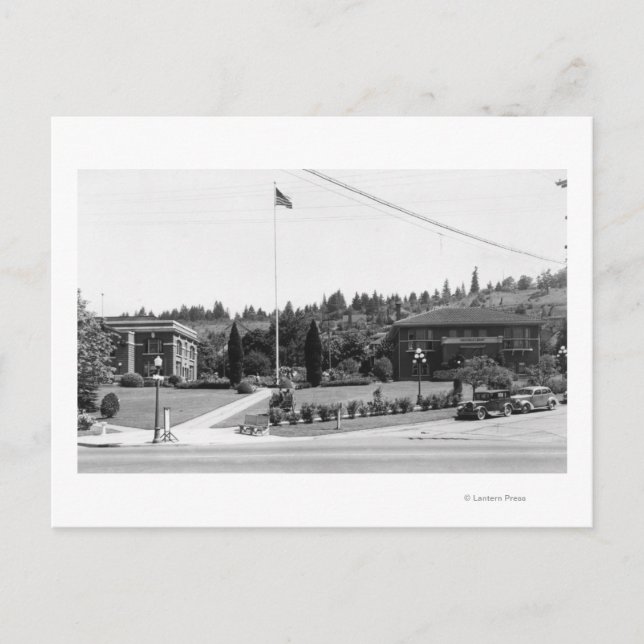 Chehalis, WA Stadtansicht und Bürgerzentrum Postkarte (Vorderseite)