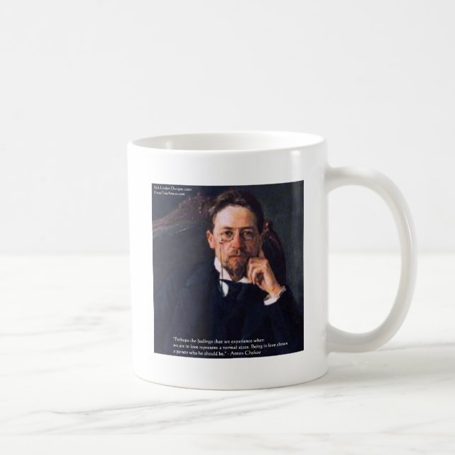 Chekhov "Liebe Normal Staat" Zitat Giebeln T-Shirt Kaffeetasse (Rechts)