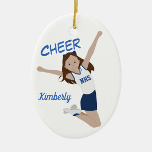 Cheleader Brünett Dark Blue & White Keramik Ornament