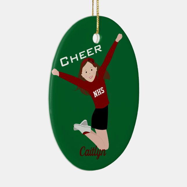 Cheleader Brünett Red & Black Keramik Ornament (Rechts)