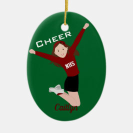 Cheleader Brünett Red & Black Keramik Ornament