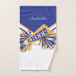 Cheleader Outfit in Blau, Gold und Weiß Handtuch