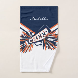 Cheleader Outfit in Blau, Orange und Weiß Handtuch