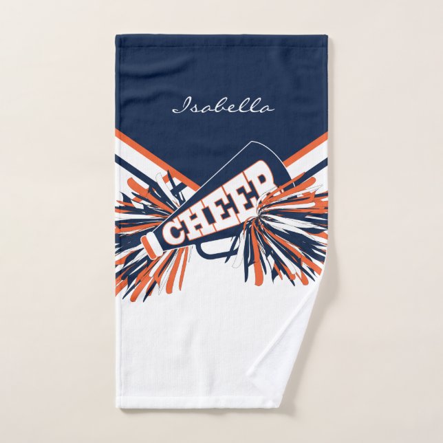 Cheleader Outfit in Blau, Orange und Weiß Handtuch (Handtuch)