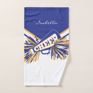Cheleader Outfit in Blau, Weiß und Gold Handtuch