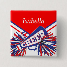 Cheleader Outfit in Blau, Weiß und Rot Button