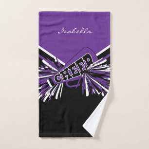 Cheleader Outfit in Schwarz, Lila und Weiß Handtuch