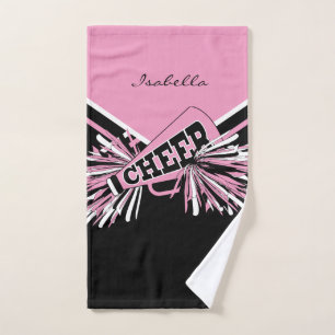 Cheleader Outfit in Schwarz, Rosa und Weiß Handtuch