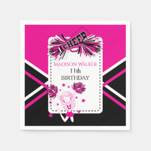 Cheleader Party Hot Pink, Schwarz, Weiß Serviette