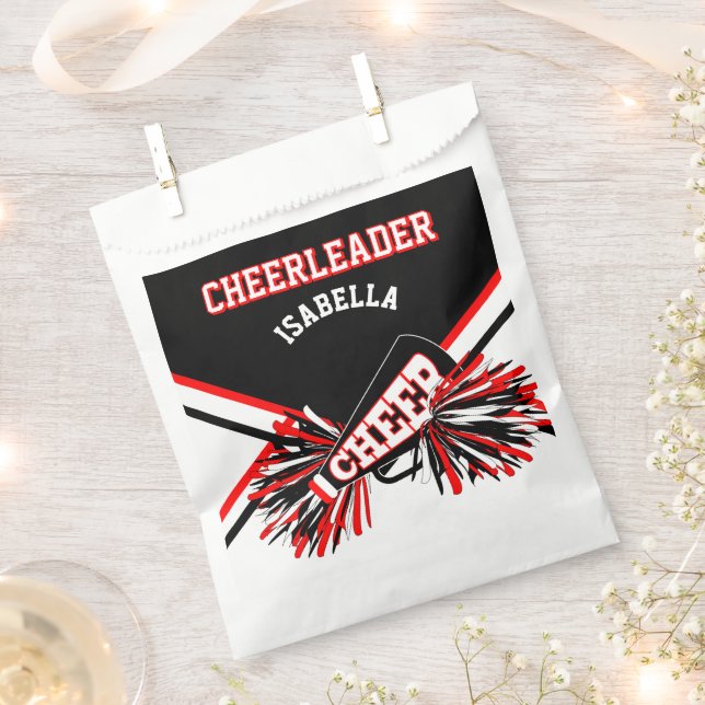 Cheleader Party Schwarz, Weiß und Rot Geschenktütchen (Ausgeschnitten)