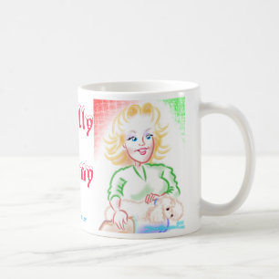 Chelly u. die Karikatur-Tasse des Häschens Kaffeetasse