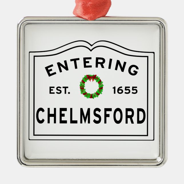 Chelmsford, MA Holiday Wreath Metal Ornament (Vorne)