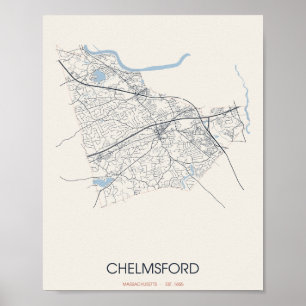Chelmsford Massachusetts Straßenkarte Poster