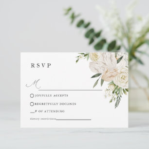 CHELSEA Aquarell Weiße Blüten Hochzeit RSVP Karte