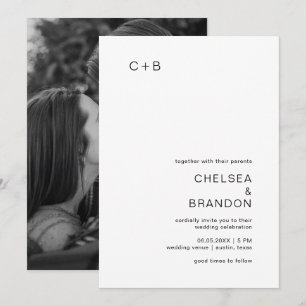 Chelsea Black and White Modern Wedding Einladung