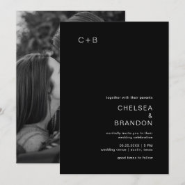 Chelsea Black Foto Moderne Hochzeit Einladung