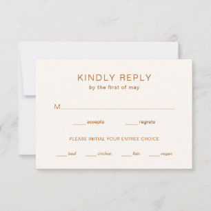 Chelsea Earthy Neutrals Moderne Hochzeit RSVP Karte