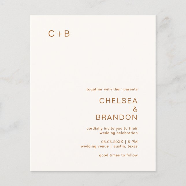Chelsea Earthy Neutrals Moderne Hochzeitseinladung (Vorderseite)