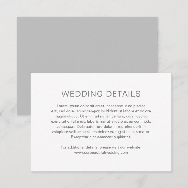 Chelsea Gray Moderne Hochzeit Begleitkarte (Vorne/Hinten)