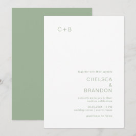 Chelsea Sage Green Moderne Hochzeit Einladung