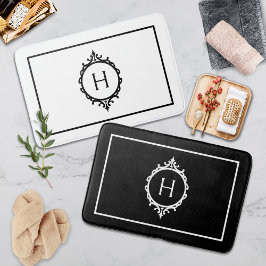 Chelsea Schwarz/Weiß Mit Monogramm Badematte