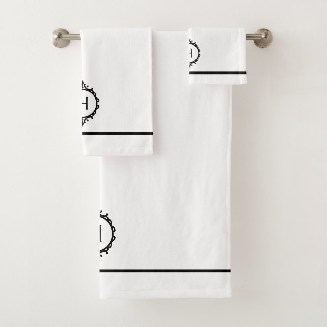 Chelsea Schwarz/Weiß Mit Monogramm Badhandtuch Set (Insitu)