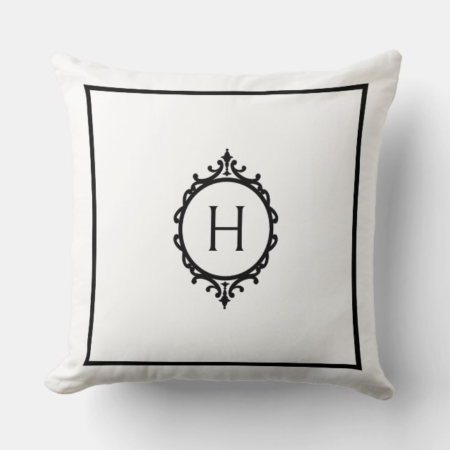 Chelsea Schwarz/Weiß Mit Monogramm Kissen (Vorderseite)