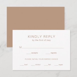 Chelsea Taupe Moderne Hochzeit RSVP Karte